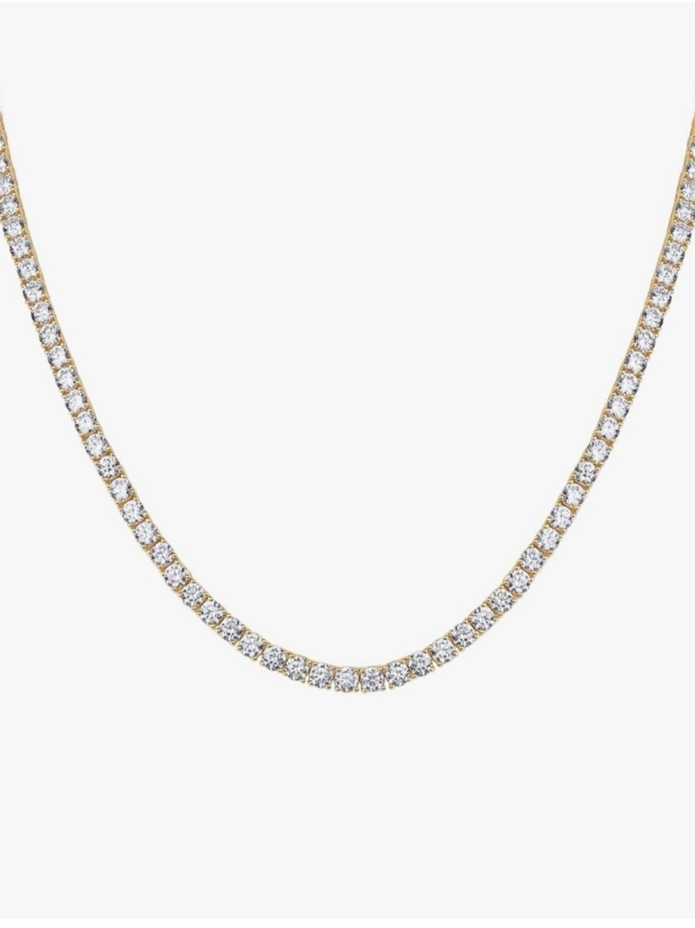 PAVOI 14K Gold Plated Tennis Necklace | 3mm Cubic Zirconia Dainty Gold plated - Picture 2 of 5